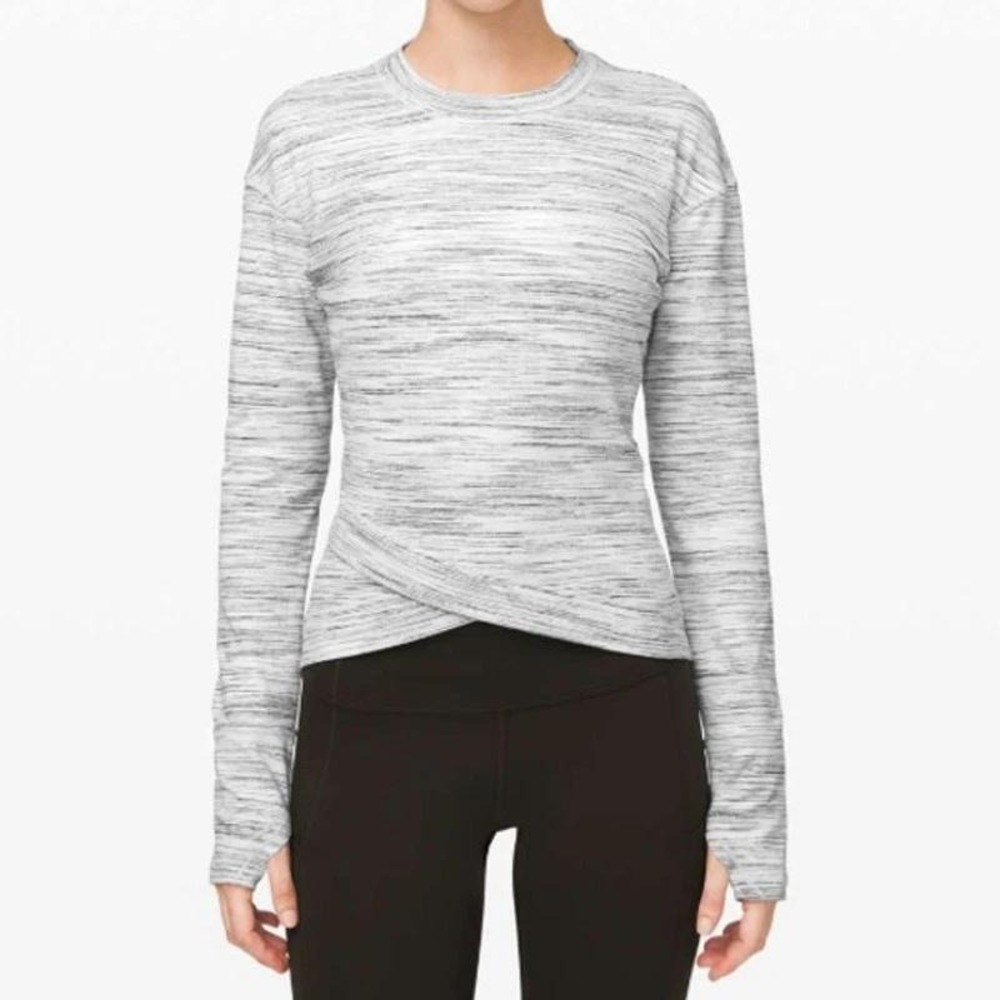 Lululemon Close To Crossing RULU Long Sleeve Top Women 6 Gray Thumbholes LW3DZ9S